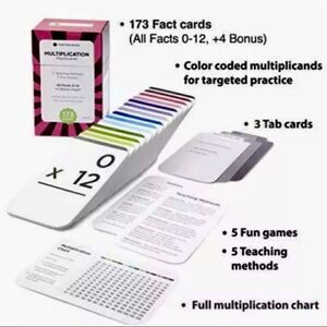 Think Tank Scholar 173 Multiplication Flash Cards | All Facts 0-12 Color Coded.